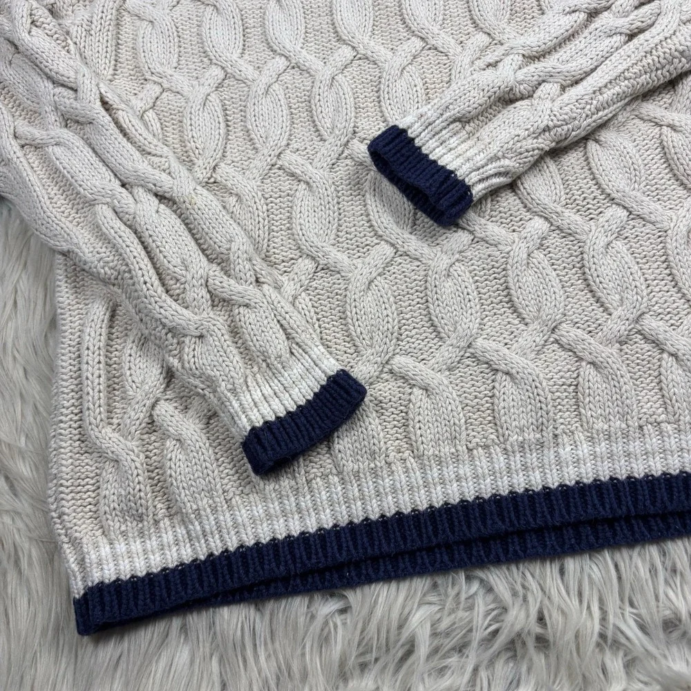 Vintage NY & Co Women's‎ M Mock Neck Chunky Cable-Knit Sweater Preppy Heritage
